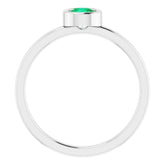Rhodium-Plated Sterling Silver 4.5 mm Lab-Grown Emerald Ring